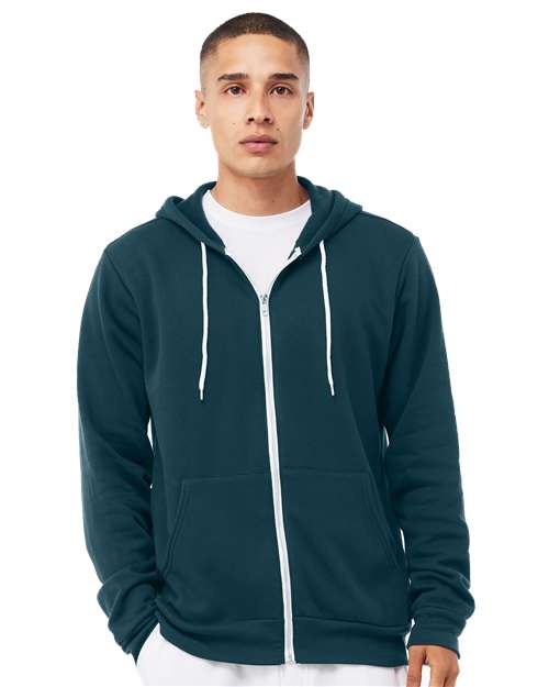 BELLA + CANVAS Unisex Sponge Fleece Full-Zip Hoodie Sweatshirt - Ash