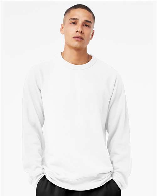 BELLA + CANVAS Unisex Sponge Fleece Raglan Crewneck Sweatshirt - White