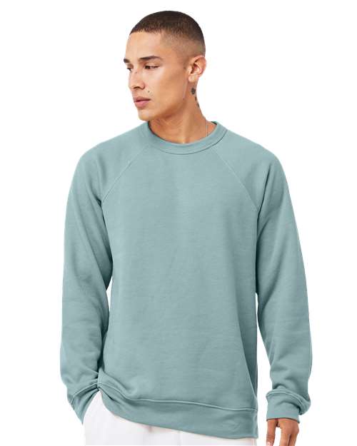 BELLA + CANVAS Unisex Sponge Fleece Raglan Crewneck Sweatshirt - Heather Blue Lagoon