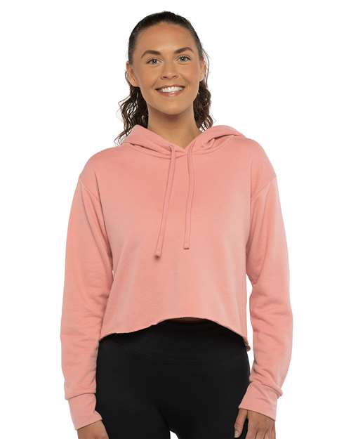 Next Level Women's Laguna Sueded Raw Edge Crop Hoodie Sweatshirt