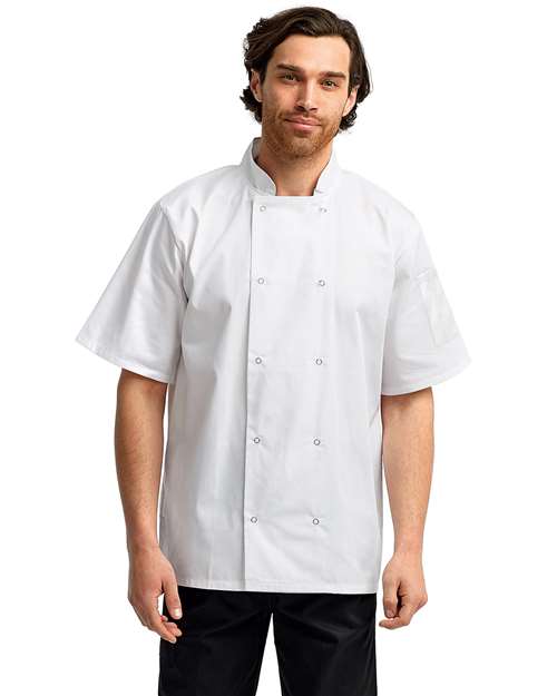 Artisan Collection by Reprime Unisex Ten Studded Front Short Sleeve Chef Coat