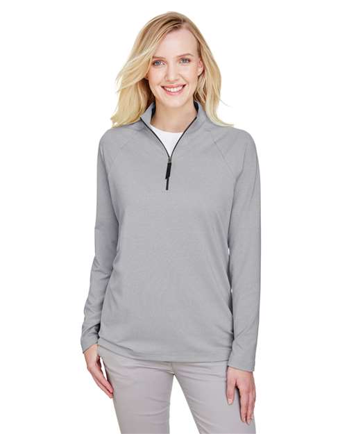 Devon & Jones Women's CrownLux Performance® Clubhouse Micro-Stripe Quarter-Zip Pullover