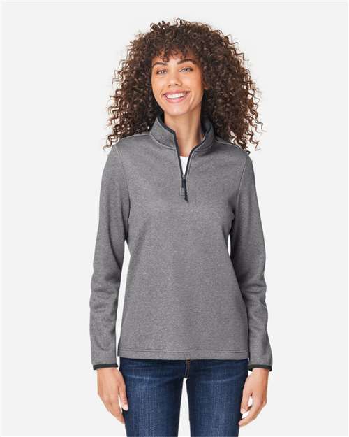 CORE365 Women's Venture Heathered Stripe Quarter-Zip Pullover