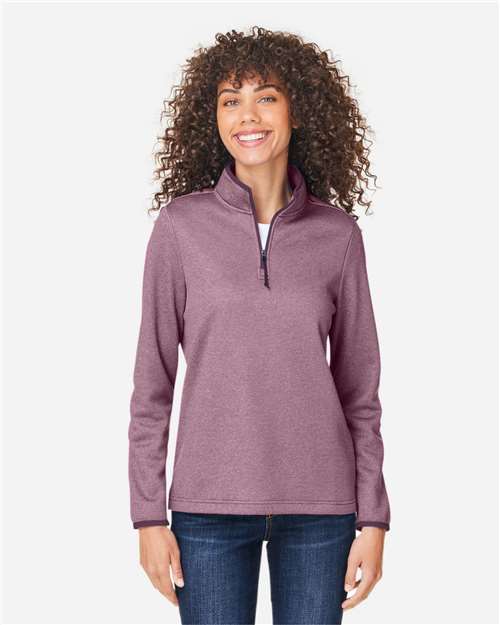 CORE365 Women's Venture Heathered Stripe Quarter-Zip Pullover