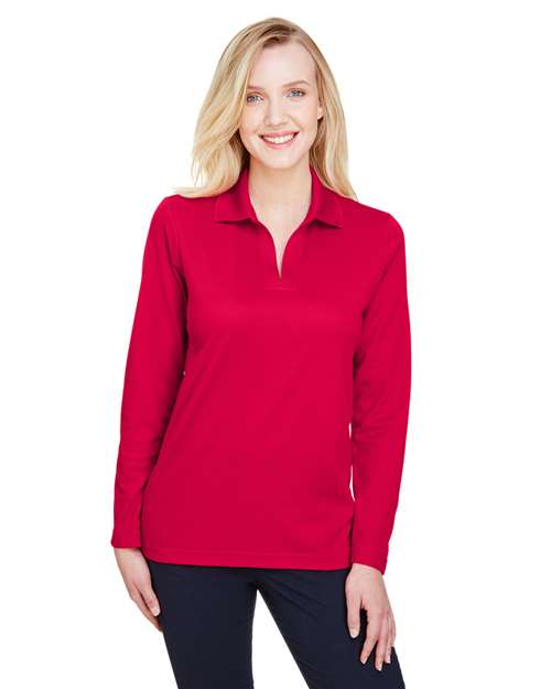 Devon & Jones Women's CrownLux Performance® Plaited Long Sleeve Polo
