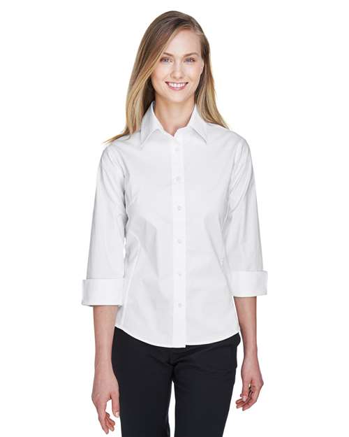 Devon & Jones Women's Perfect Fit™ Three-Quarter Sleeve Stretch Poplin Dress Shirt