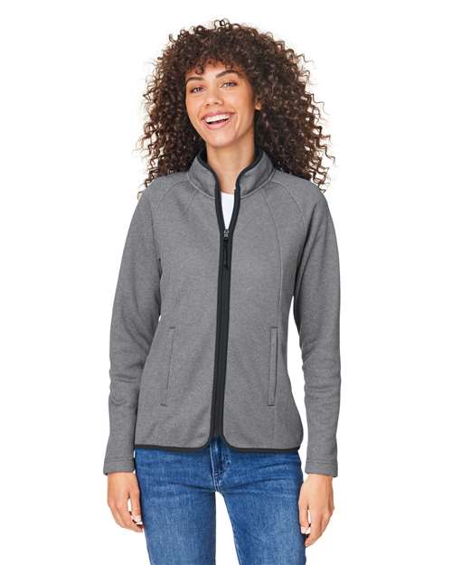 CORE365 Women's Venture Heathered Stripe Full-Zip Jacket