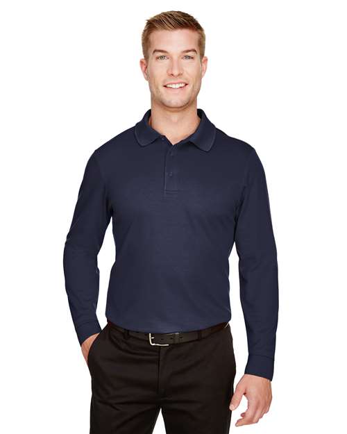 Devon & Jones Men's Tall CrownLux Performance® Plaited Long Sleeve Polo