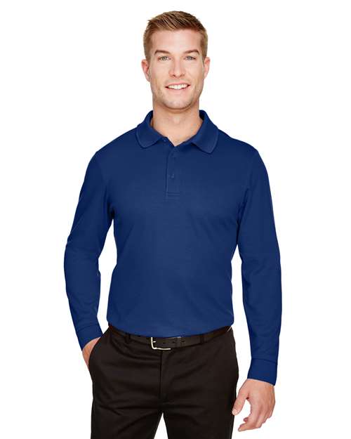 Devon & Jones Men's Tall CrownLux Performance® Plaited Long Sleeve Polo