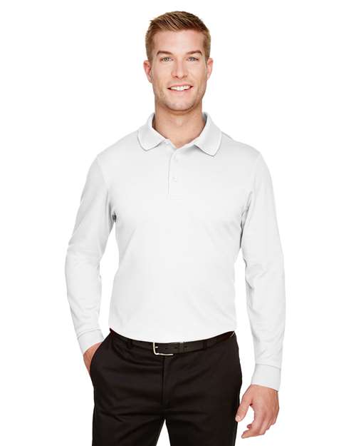Devon & Jones Men's Tall CrownLux Performance® Plaited Long Sleeve Polo