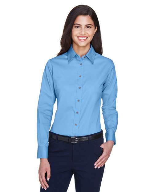 Harriton Women's Easy Blend™ Long Sleeve Twill Dress Shirt with Stain-Release