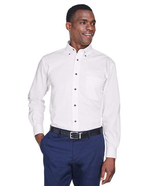 Harriton Men's Easy Blend™ Twill Shirt - White