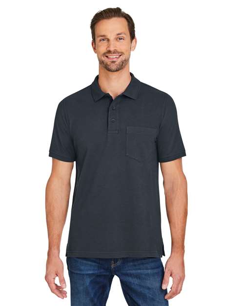 Harriton Men's Valiant Cotton Snag Protect Pocket Polo