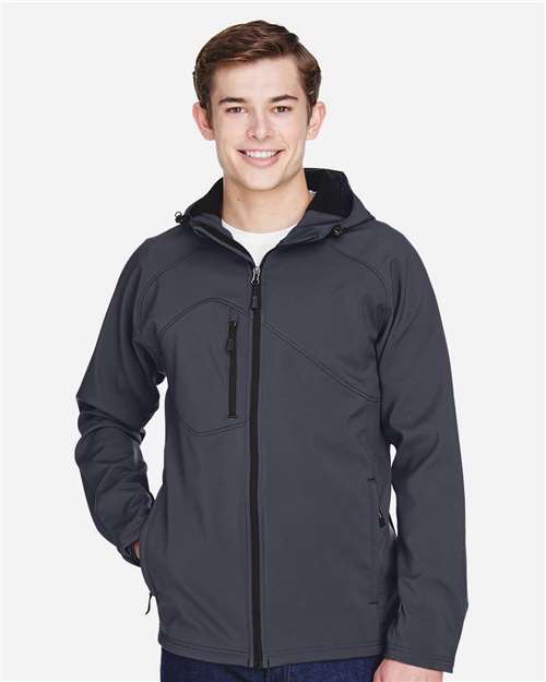 North End Men's Prospect Two-Layer Fleece Bonded Soft Shell Hooded Jacket