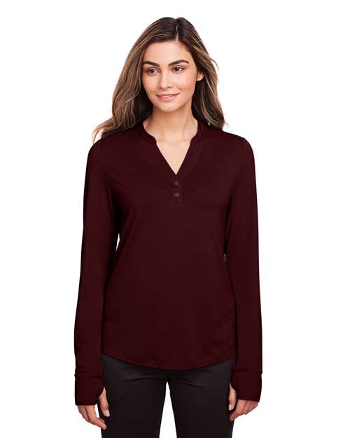 North End Women's JAQ Stretch Performance V-Neck Snap Pullover