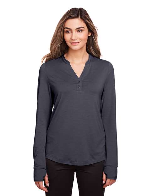 North End Women's JAQ Stretch Performance V-Neck Snap Pullover