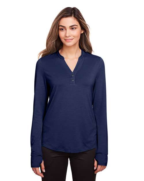 North End Women's JAQ Stretch Performance V-Neck Snap Pullover