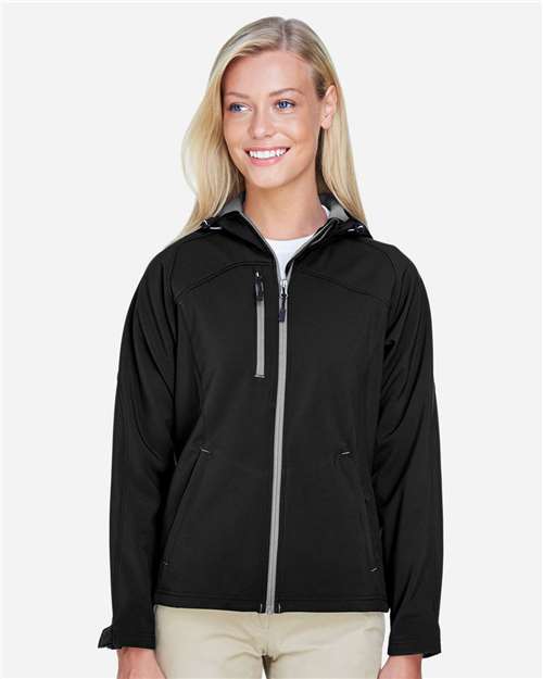 North End Women's Prospect Two-Layer Fleece Bonded Soft Shell Hooded Jacket