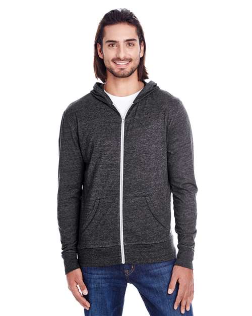 Threadfast Apparel Unisex Triblend Full-Zip Lightweight Hooded Sweatshirt
