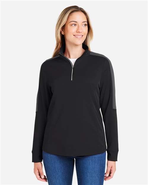 CORE365 Women's Market Snag Protect Mesh Colorblock Quarter-Zip Pullover