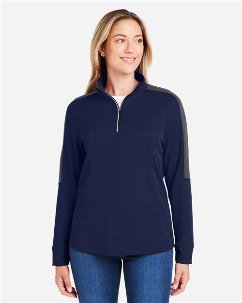 CORE365 Women's Market Snag Protect Mesh Colorblock Quarter-Zip Pullover