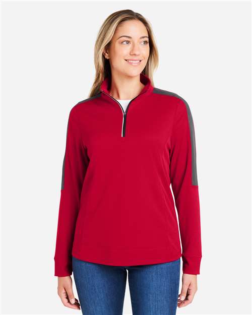 CORE365 Women's Market Snag Protect Mesh Colorblock Quarter-Zip Pullover