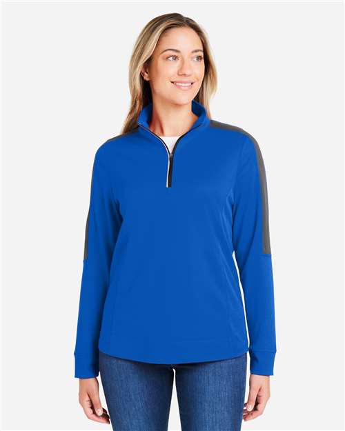 CORE365 Women's Market Snag Protect Mesh Colorblock Quarter-Zip Pullover