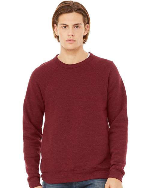BELLA + CANVAS Unisex Sponge Fleece Raglan Crewneck Sweatshirt - Cardinal Triblend
