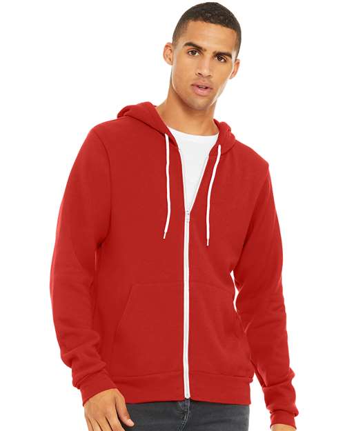 BELLA + CANVAS Unisex Sponge Fleece Full-Zip Hoodie Sweatshirt - Red