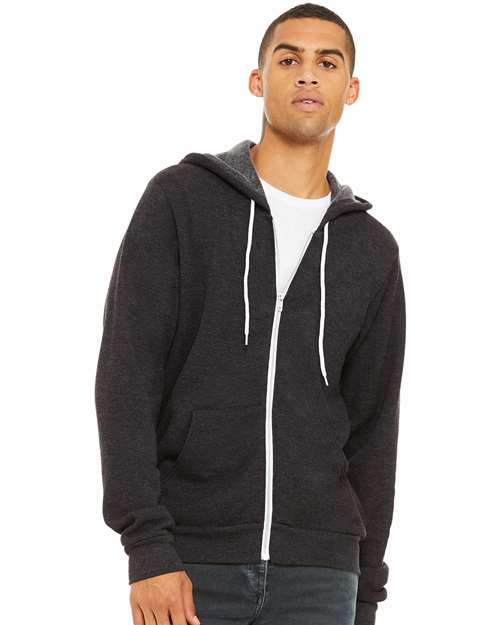 BELLA + CANVAS Unisex Sponge Fleece Full-Zip Hoodie Sweatshirt - Ash