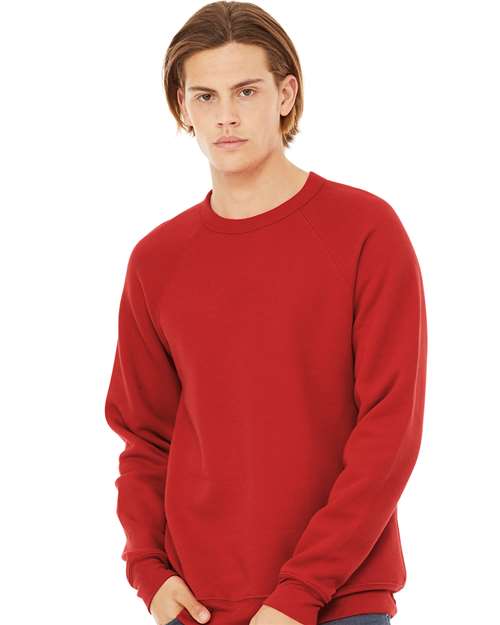 BELLA + CANVAS Unisex Sponge Fleece Raglan Crewneck Sweatshirt - Red
