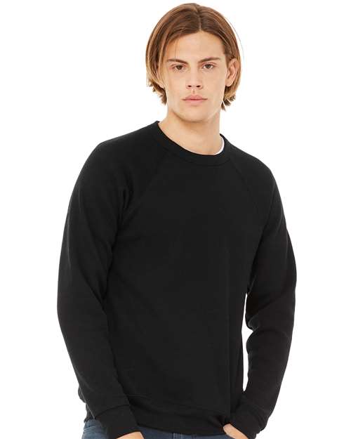 BELLA + CANVAS Unisex Sponge Fleece Raglan Crewneck Sweatshirt - Black