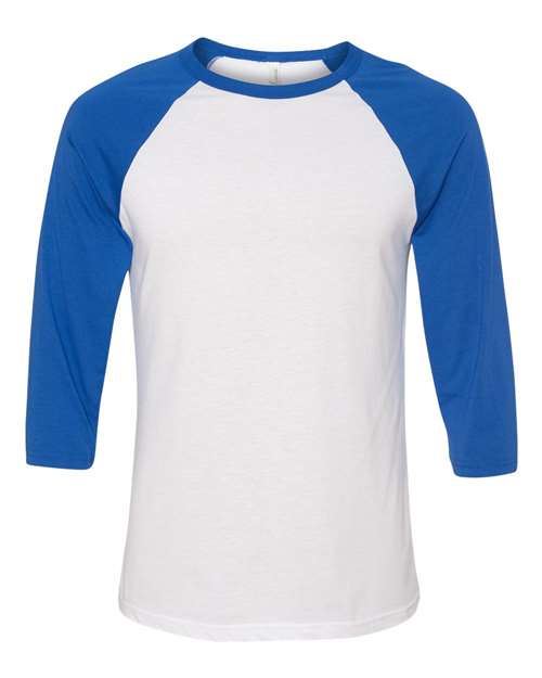 BELLA + CANVAS Unisex Three-Quarter Sleeve Baseball Tee