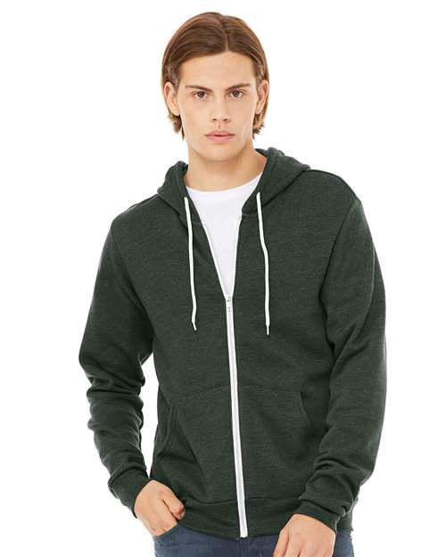 BELLA + CANVAS Unisex Sponge Fleece Full-Zip Hoodie Sweatshirt - Ash