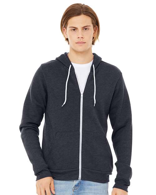 BELLA + CANVAS Unisex Sponge Fleece Full-Zip Hoodie Sweatshirt - Ash