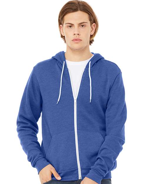 BELLA + CANVAS Unisex Sponge Fleece Full-Zip Hoodie Sweatshirt - Heather True Royal