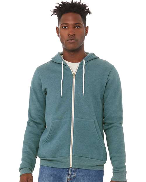 BELLA + CANVAS Unisex Sponge Fleece Full-Zip Hoodie Sweatshirt - Ash