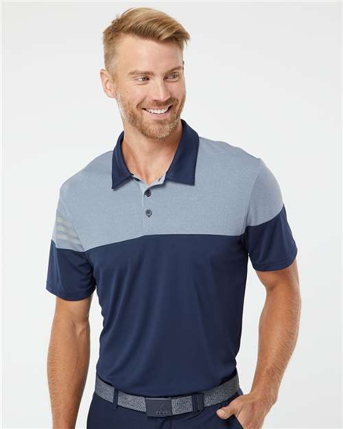 Adidas Men's Heathered 3-Stripes Colorblocked Polo