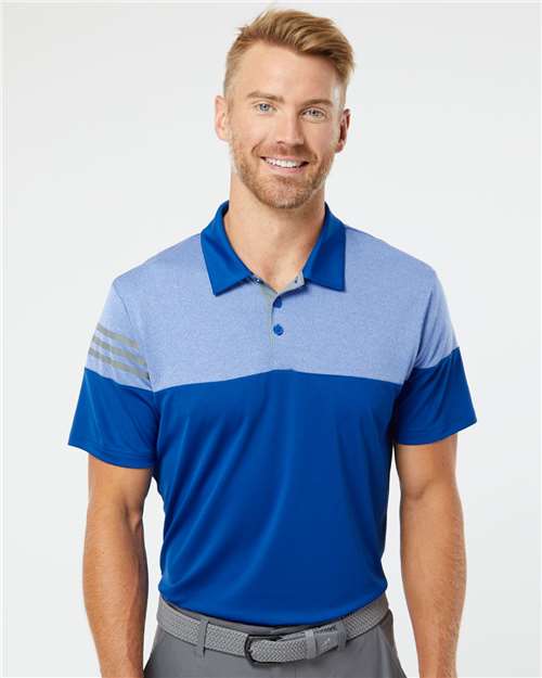Adidas Men's Heathered 3-Stripes Colorblocked Polo