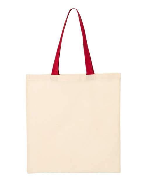 Q-Tees Economical Tote with Contrast-Color Handles