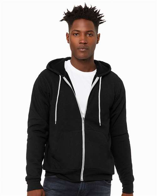 BELLA + CANVAS Unisex Sponge Fleece Full-Zip Hoodie Sweatshirt - Black Heather