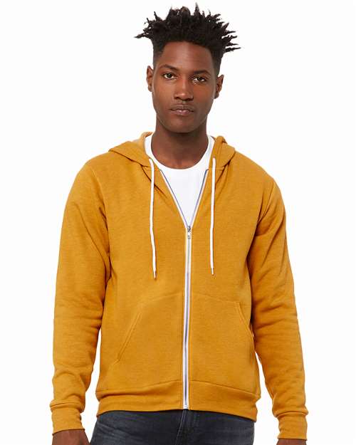 BELLA + CANVAS Unisex Sponge Fleece Full-Zip Hoodie Sweatshirt - Heather Mustard