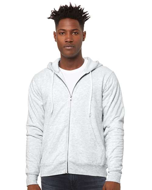 BELLA + CANVAS Unisex Sponge Fleece Full-Zip Hoodie Sweatshirt - Ash