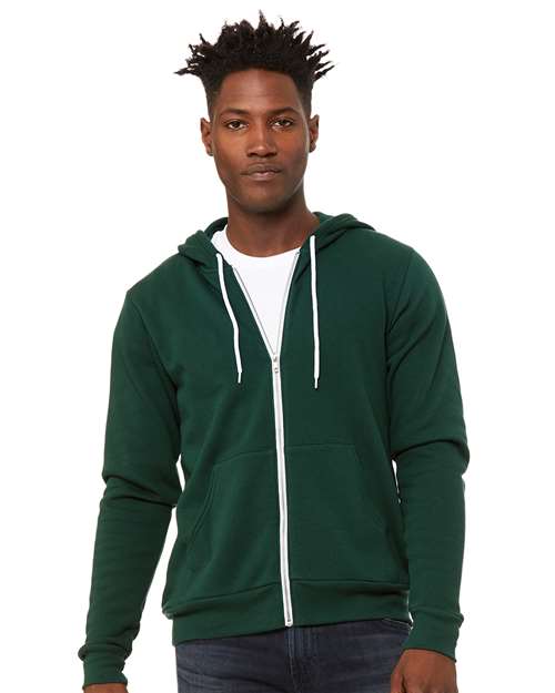 BELLA + CANVAS Unisex Sponge Fleece Full-Zip Hoodie Sweatshirt - Ash