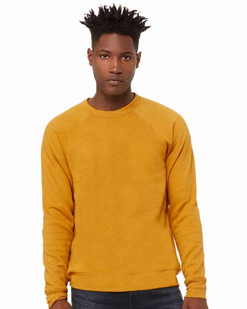 BELLA + CANVAS Unisex Sponge Fleece Raglan Crewneck Sweatshirt - Heather Mustard