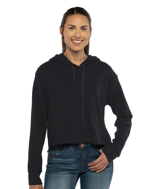 Next Level Women's Laguna Sueded Raw Edge Crop Hoodie Sweatshirt