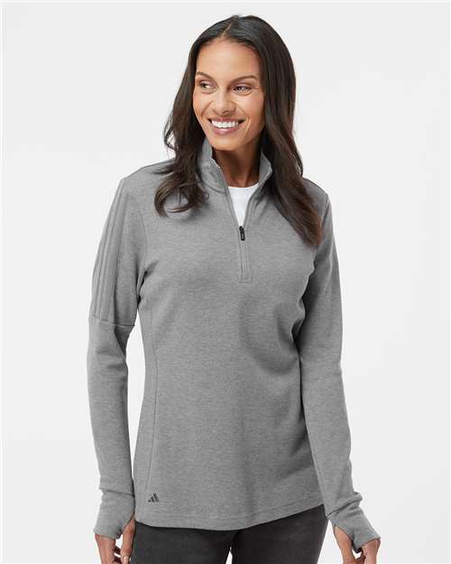 Adidas Women's 3-Stripes Quarter-Zip Sweater Pullover