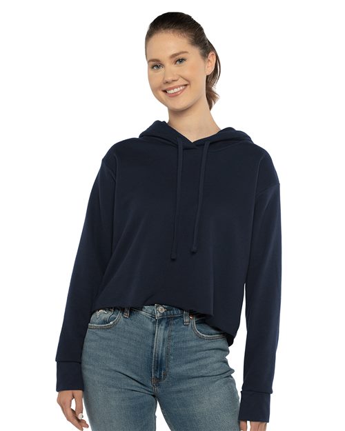 Next Level Women's Laguna Sueded Raw Edge Crop Hoodie Sweatshirt