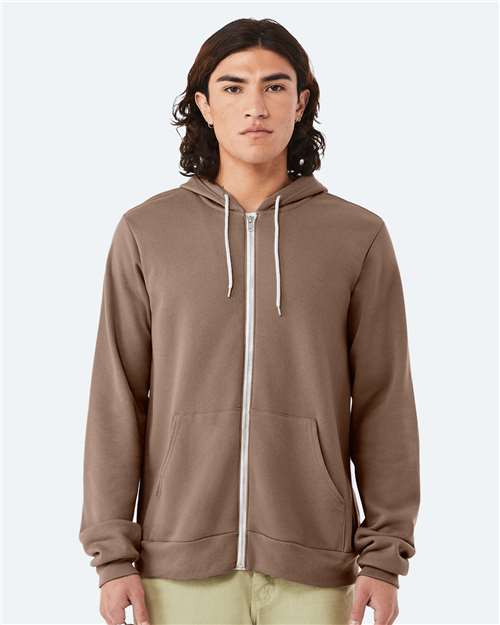 BELLA + CANVAS Unisex Sponge Fleece Full-Zip Hoodie Sweatshirt - Vintage Brown