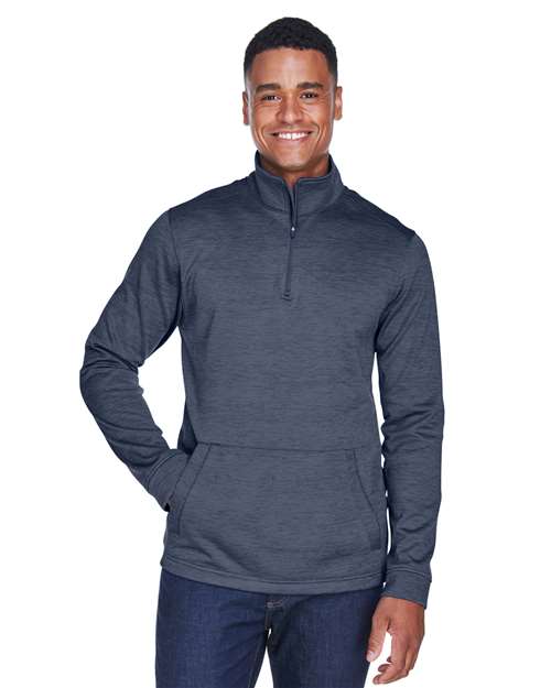 Devon & Jones Men's Newbury Mélange Fleece Quarter-Zip Pullover